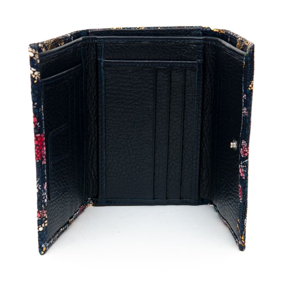 Дамско портмоне ENZO NORI модел CANDY естествена кожа син с цветя